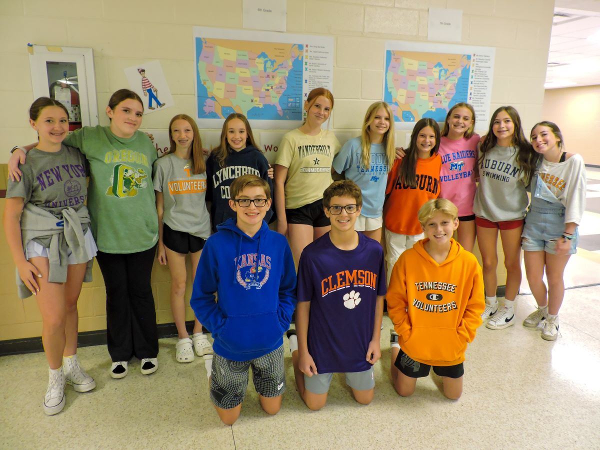 Student group smiles
